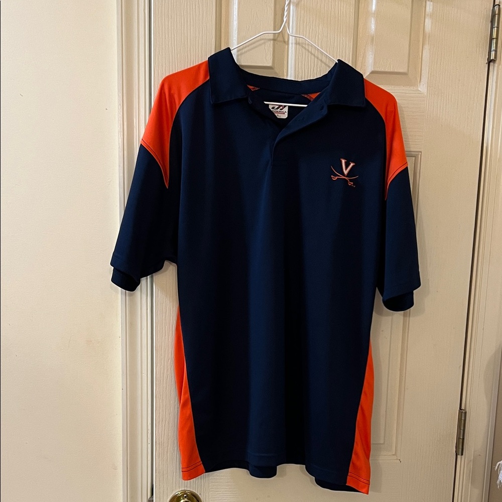 J. America Navy and Orange Polo Shirt